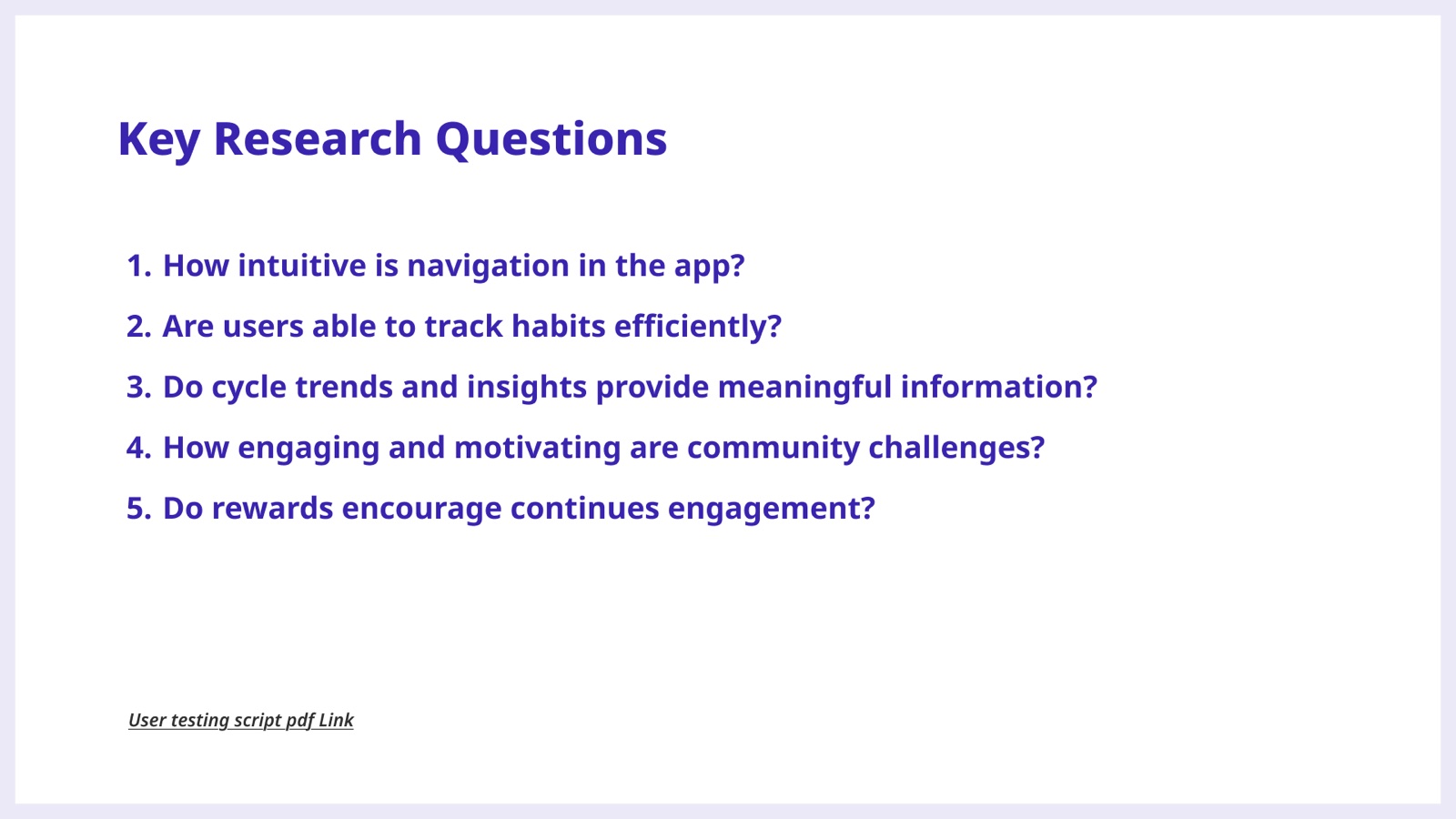 Research questions