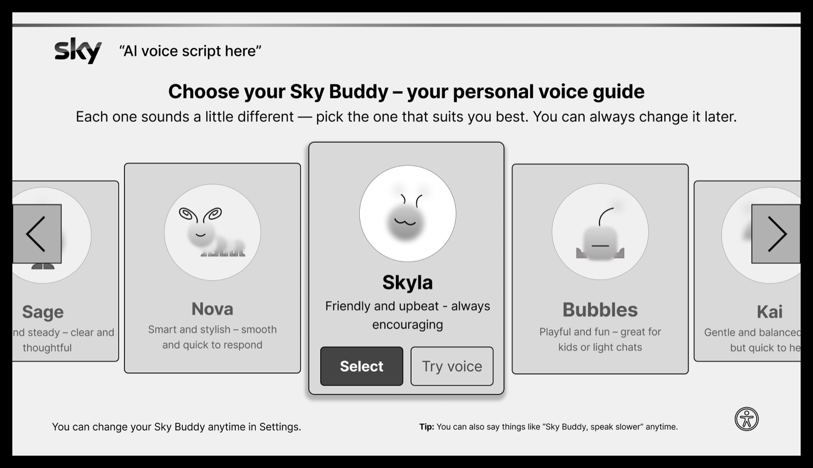 Choosing a buddy: five voices to pick between